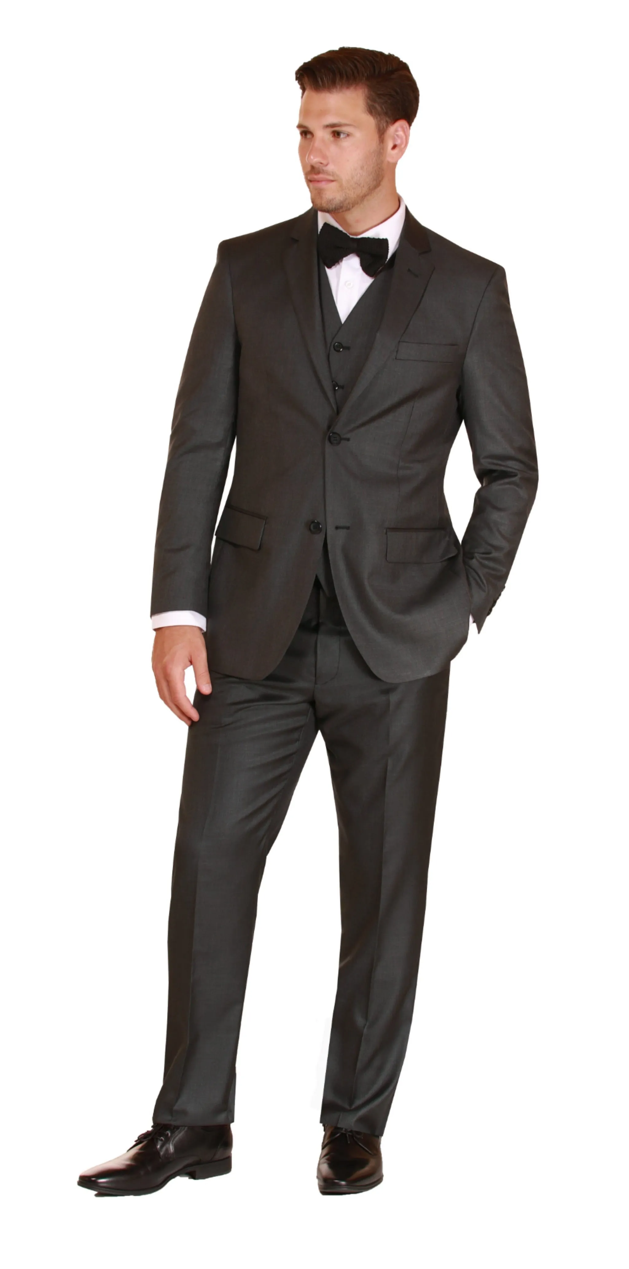 3pc Charcoal Sharkskin Suit