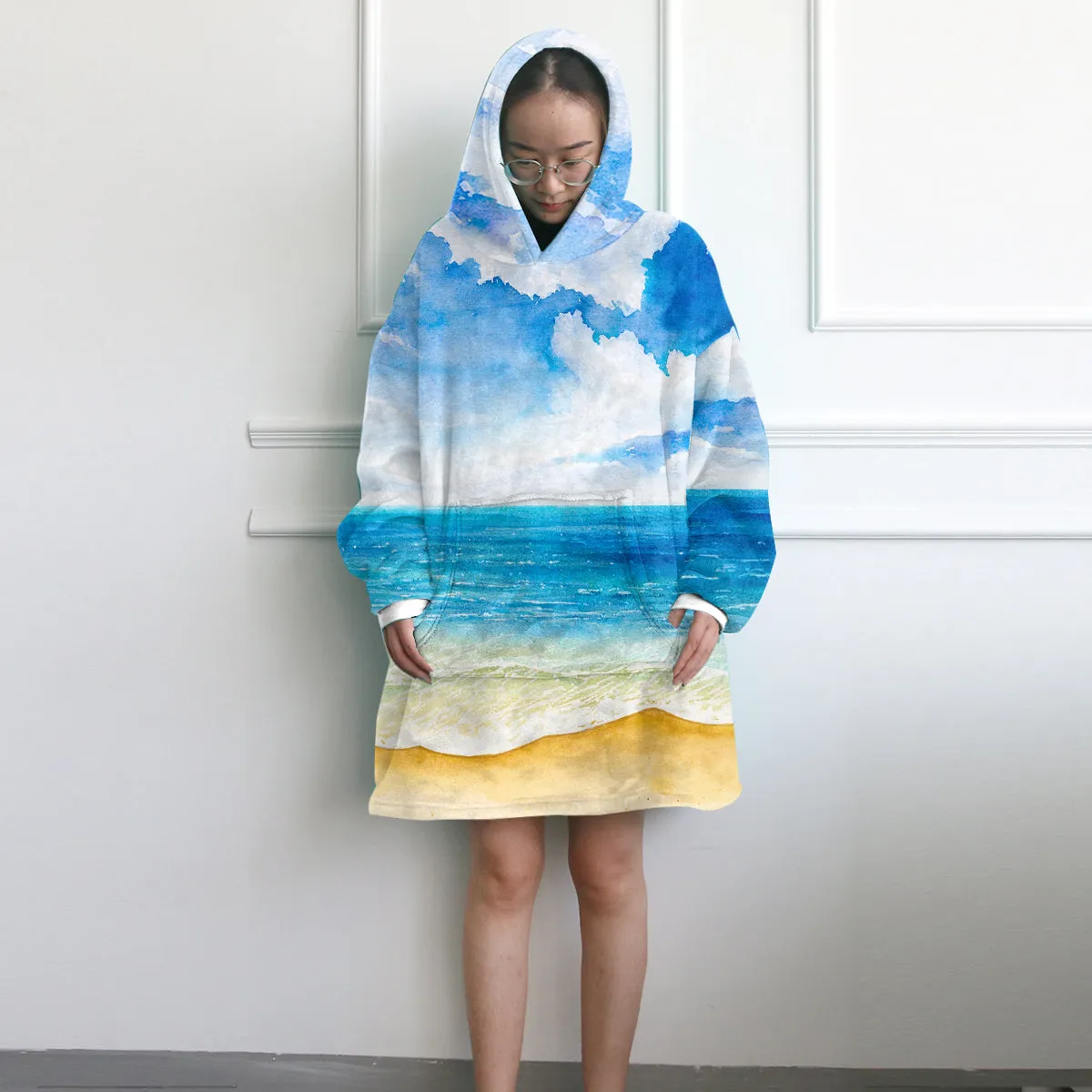 Beach Painting Wearable Blanket Hoodie