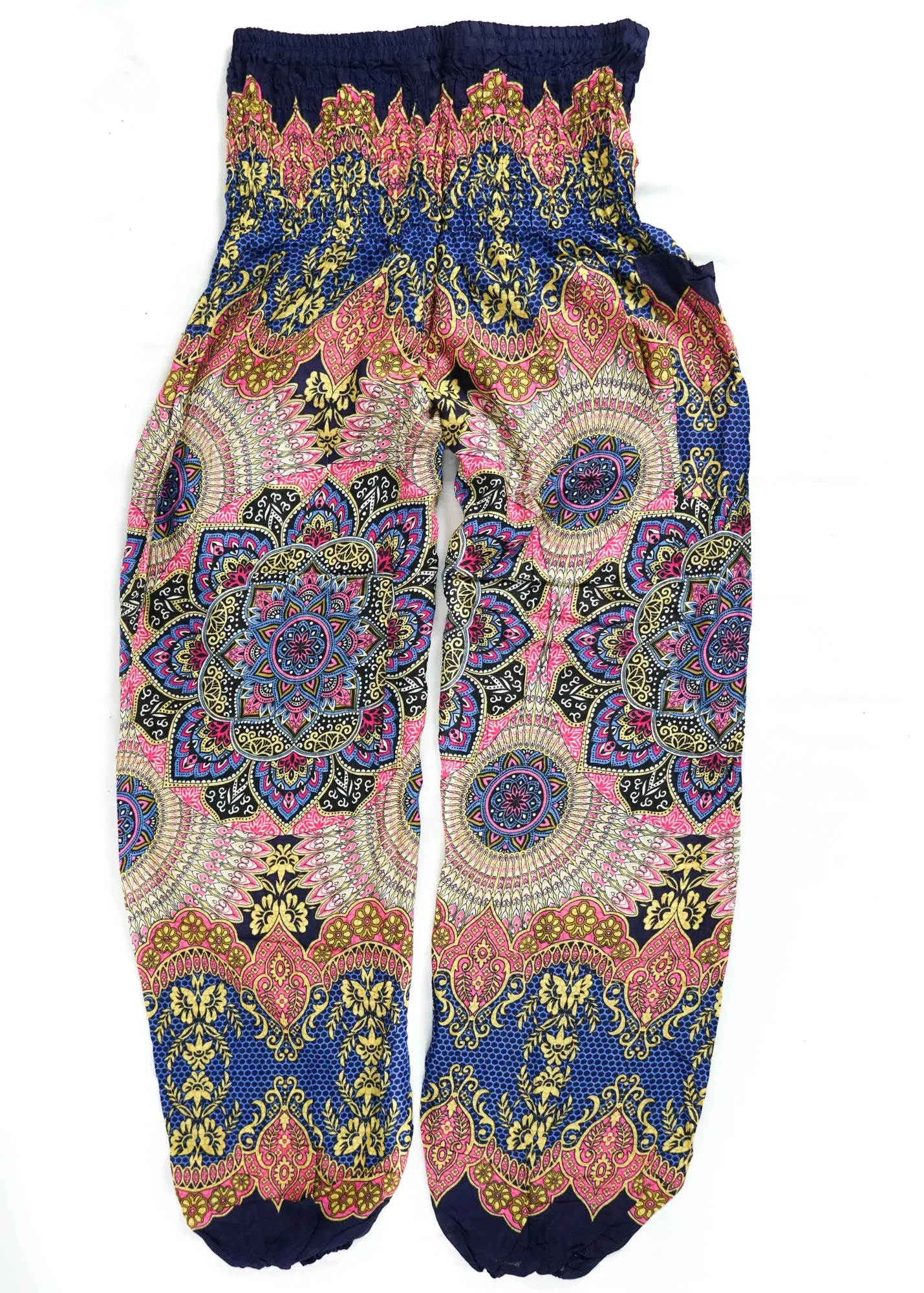 Blue Pink Lotus Floral Harem Pants