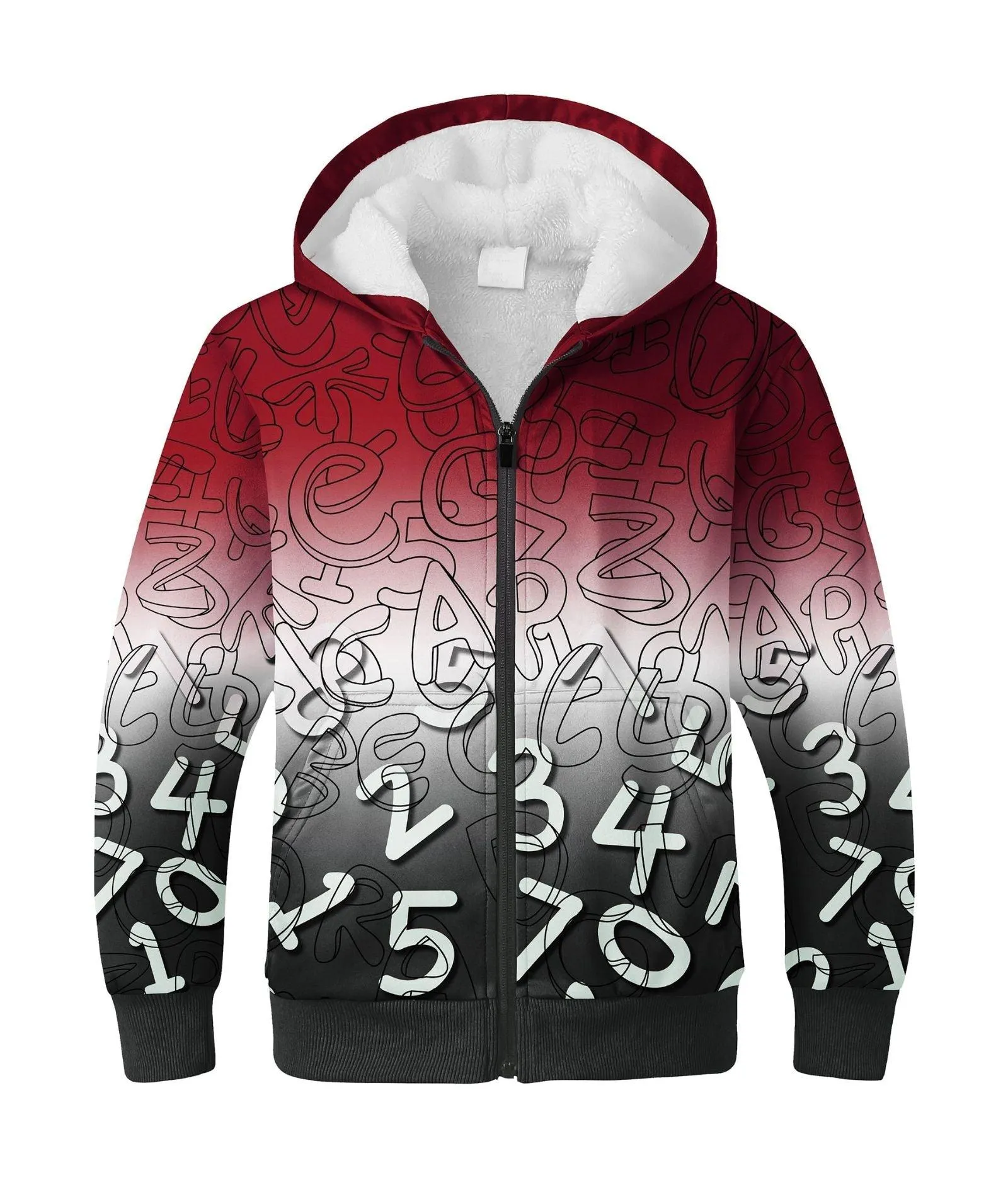 Boy's Printed Zip-Up Fleece Lined Hoodie-ZPK006165