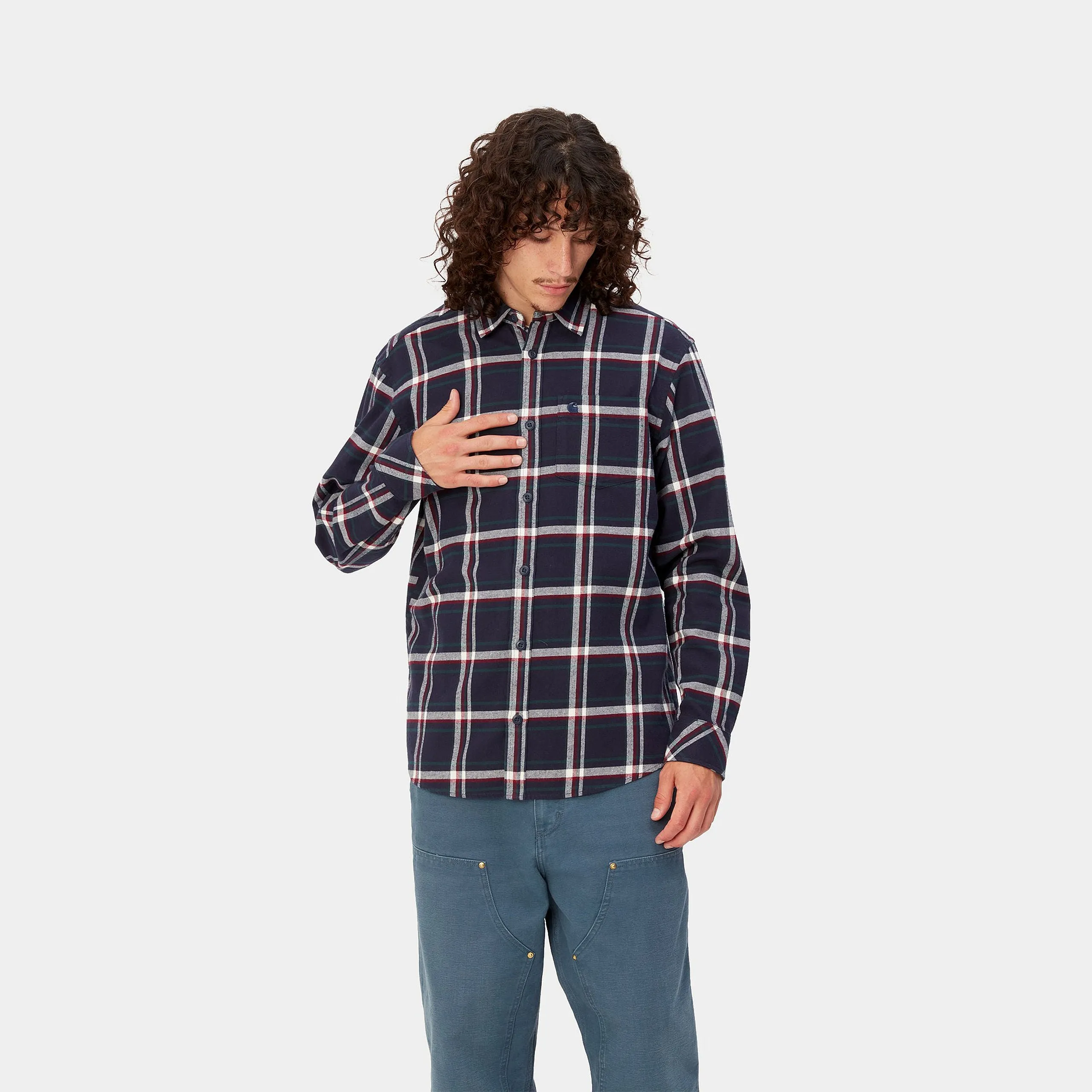 Carhartt L/S Barten Shirt - Dark Navy / Dark Navy