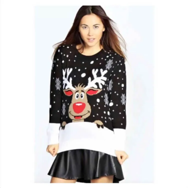 Christmas Cartoon Reindeer Knit Sweater