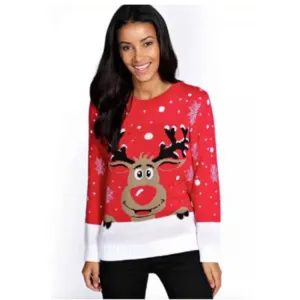 Christmas Cartoon Reindeer Knit Sweater