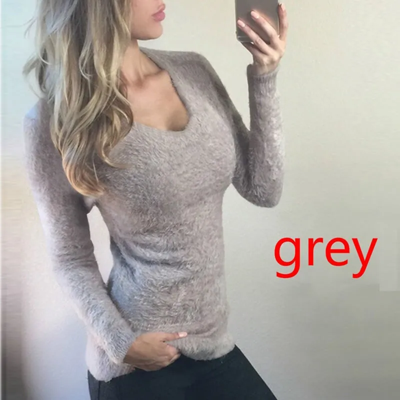 Crew Neck Slim Fit Pure Color Pullover??Sweater