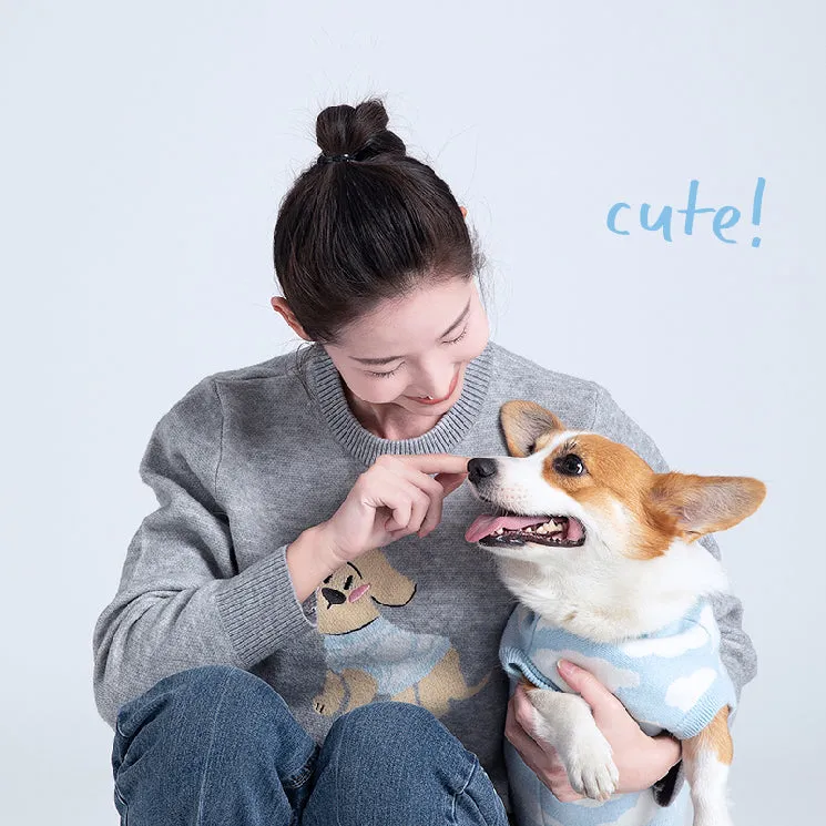 Cute Cloudy Dog Human Matching Sweaters