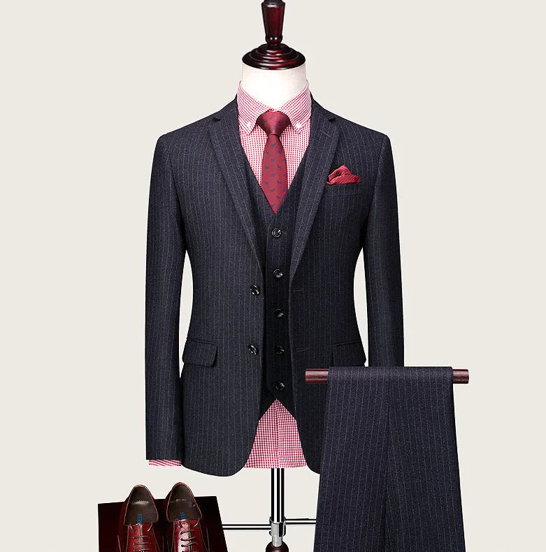 Dark Grey Stripe Pattern Suit