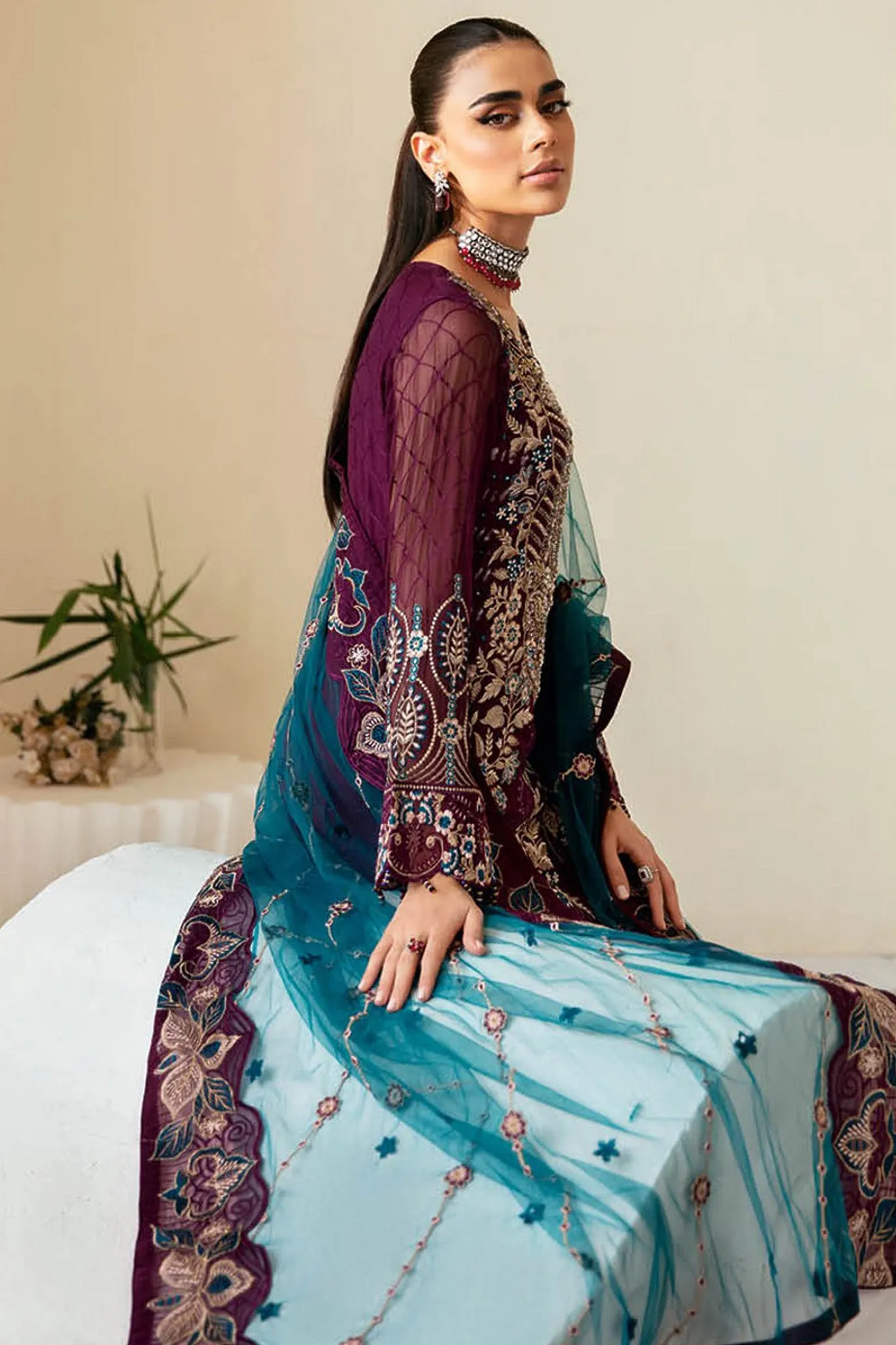 Dastoor By Ramsha Unstitched 3 Piece Luxury Chiffon Vol-01 Collection'2024-P-102