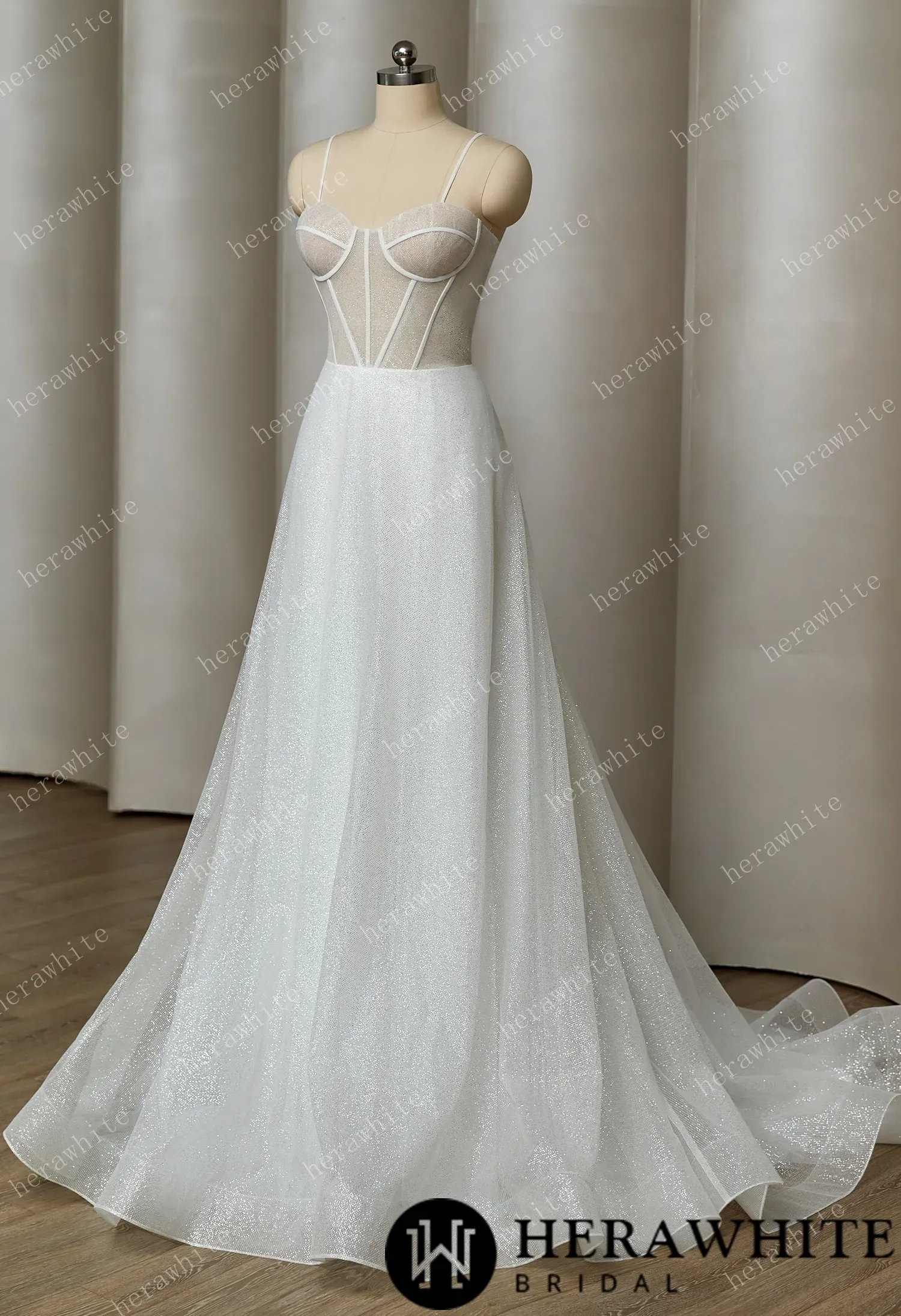 Dazzling Shinny Tulle A Line Wedding Dress