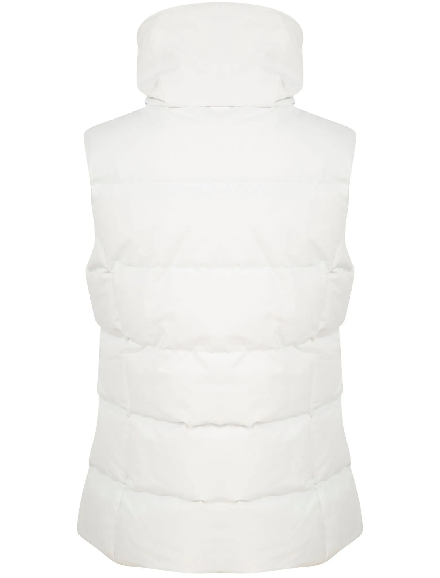 Dee Funnel Neck Quilted Puffer Gilet With Badge in White - Tokyo Laundry