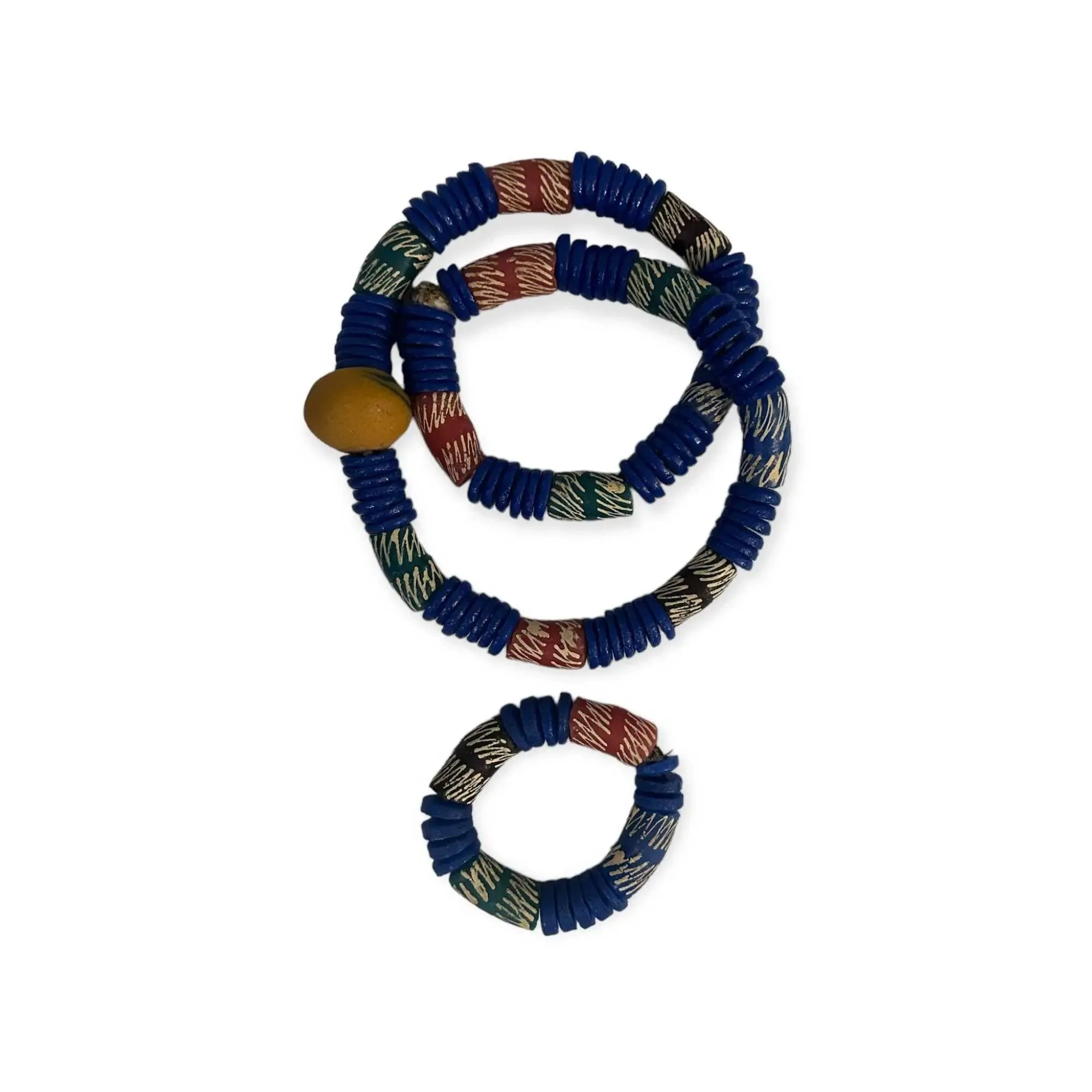 Ethnic chunky bead necklace and bangle