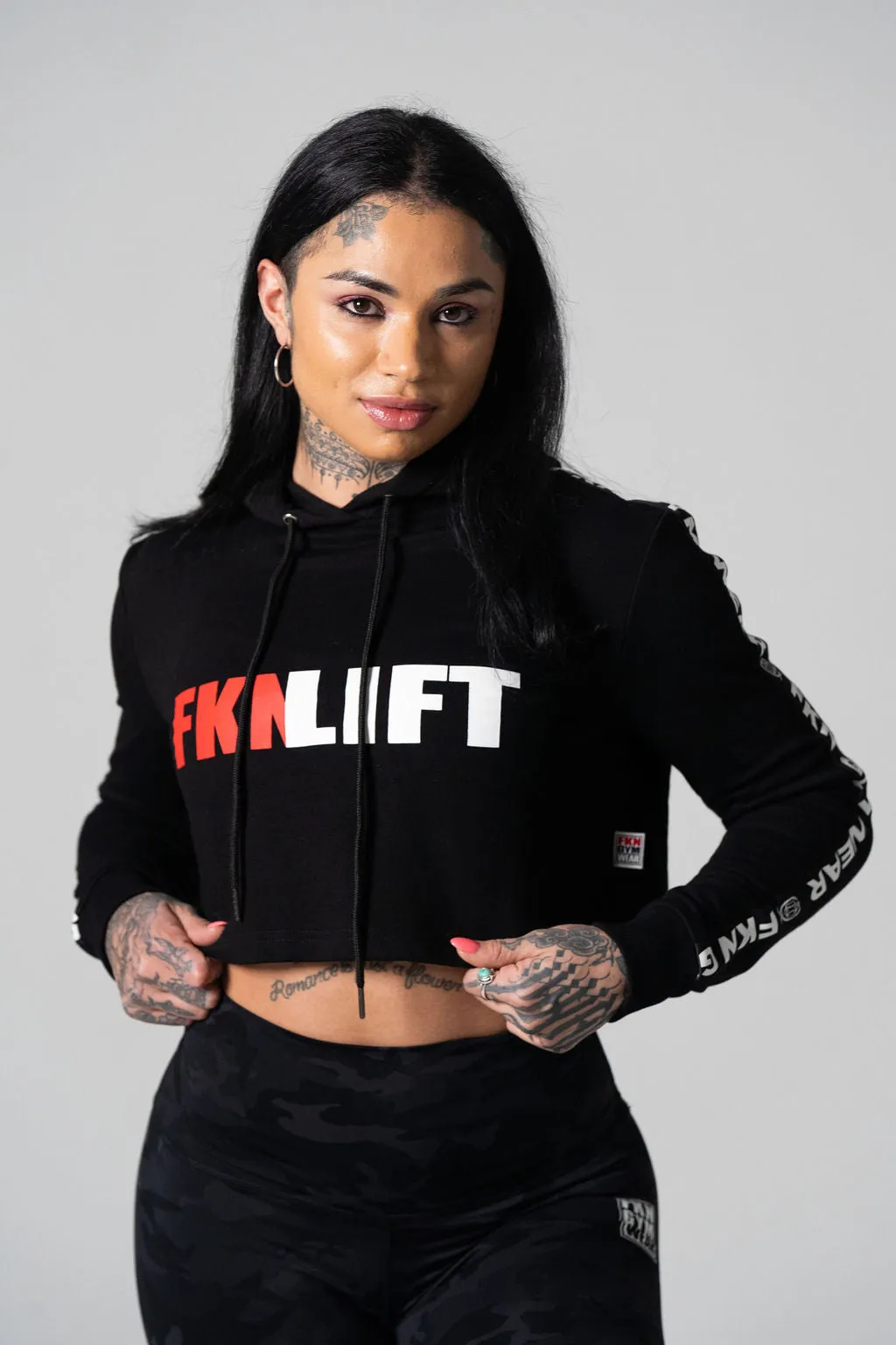 FKNLIFT | Women's Cropped Gym Hoodie | Black