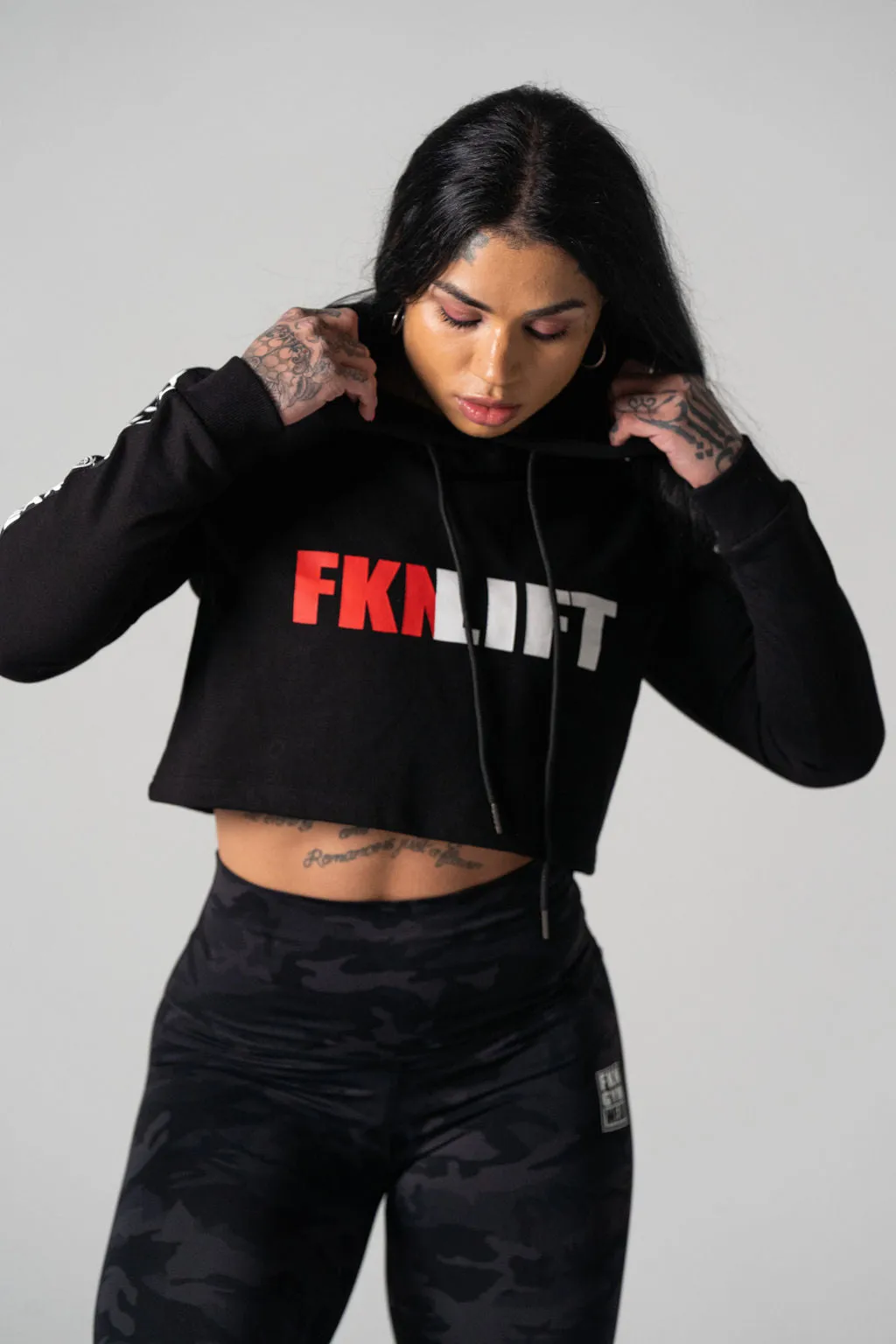 FKNLIFT | Women's Cropped Gym Hoodie | Black