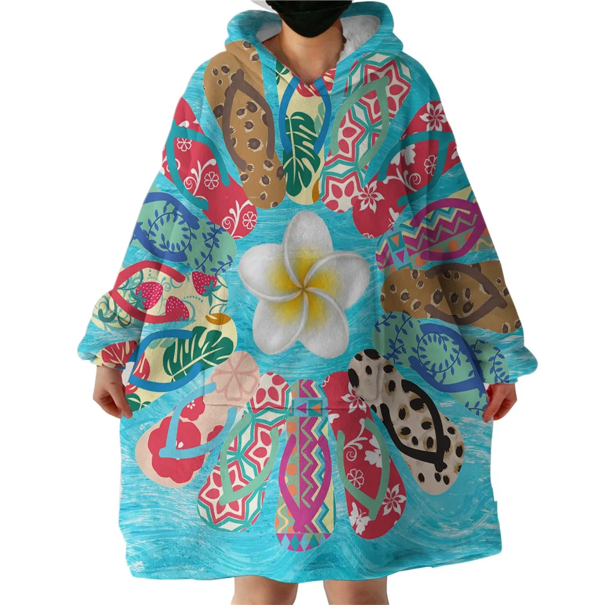 Flip Flop Flower Wearable Blanket Hoodie