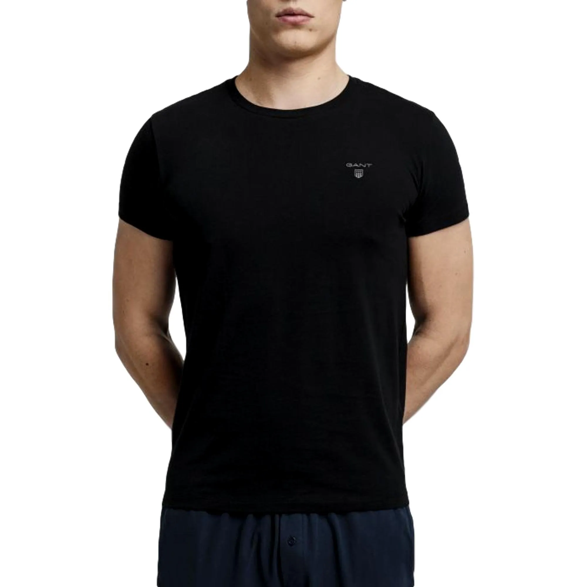 Gant 2 Pack Stretch Cotton Crew Neck T-Shirt - Black/White