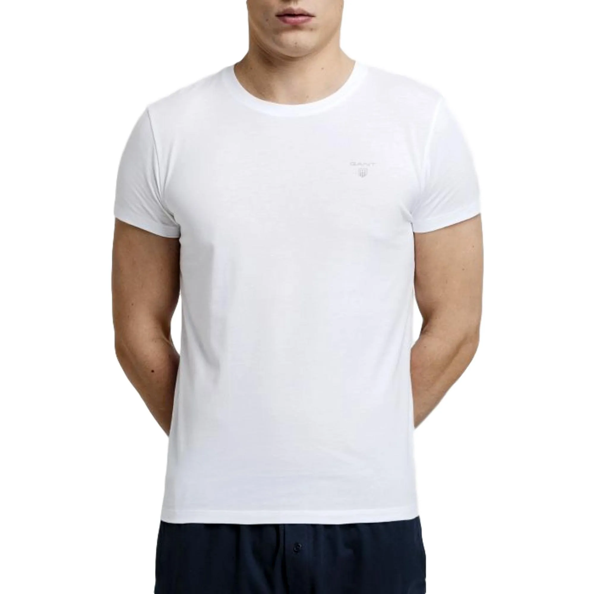 Gant 2 Pack Stretch Cotton Crew Neck T-Shirt - Black/White