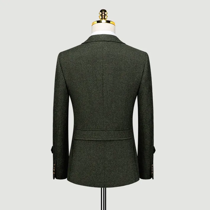 Green Wool Blend Vintage Suit