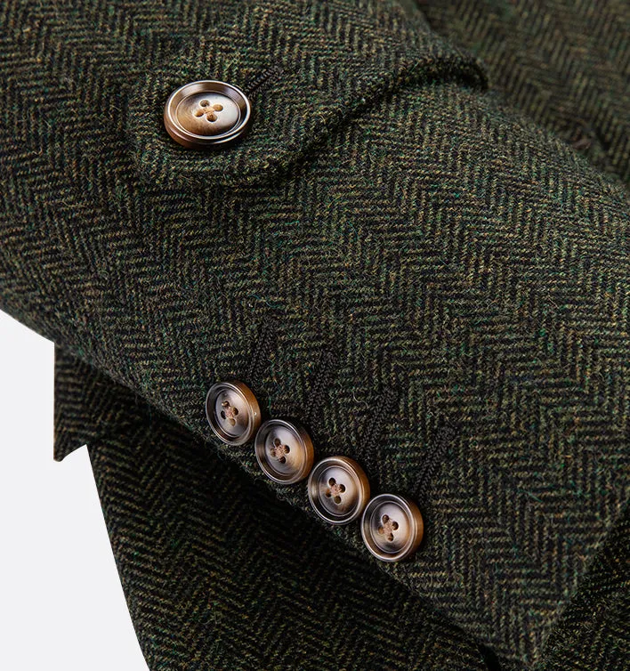 Green Wool Blend Vintage Suit