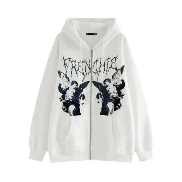 Hip-Hop Hoodie | Angel Print Hoodie | Hip Hop Streetwear Hoodie | Unisex Hoodies | Punk Hoodie | Korean Style Hoodie | Y2K Harajuku Hoodie