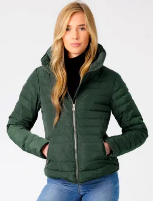 Honey 2 Funnel Neck Quilted Jacket in Dark Green - Tokyo Laundry