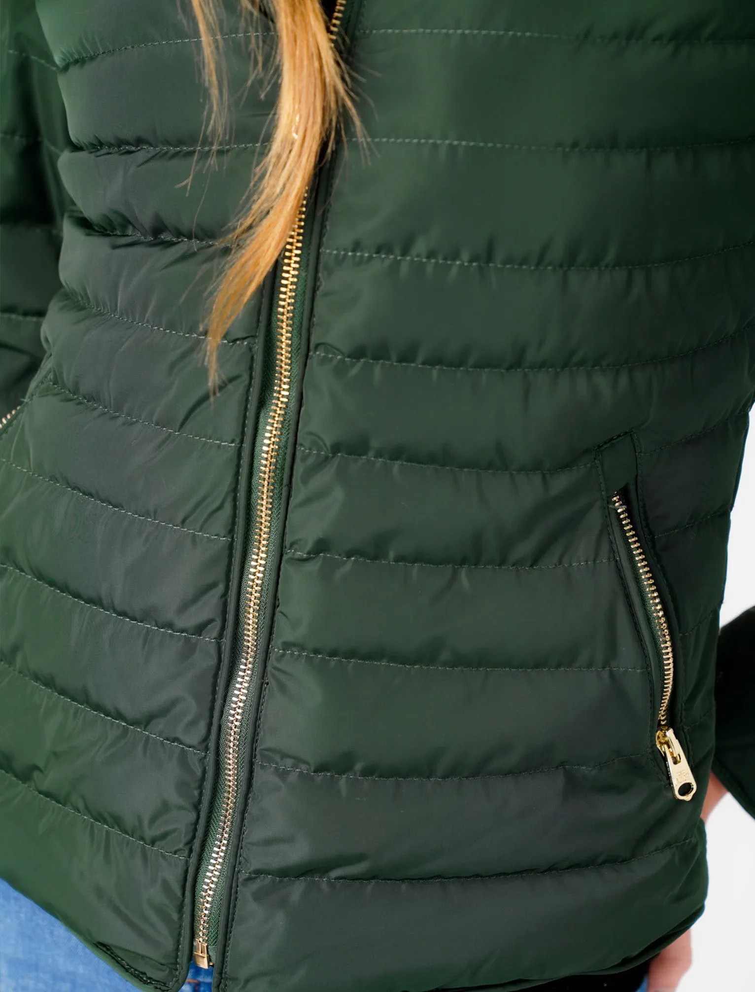 Honey 2 Funnel Neck Quilted Jacket in Dark Green - Tokyo Laundry