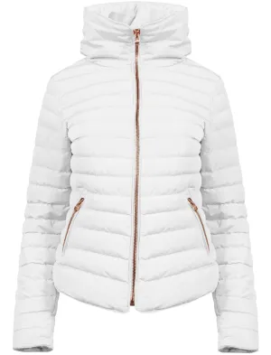 Honey 2 Funnel Neck Quilted Jacket in Ivory - Tokyo Laundry