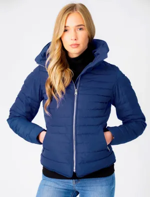 Honey Funnel Neck Quilted Jacket in Mazarine Blue - Tokyo Laundry