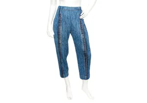 Issey Miyake 1990s Pleats Please Denim Print Pleated Capri Pants