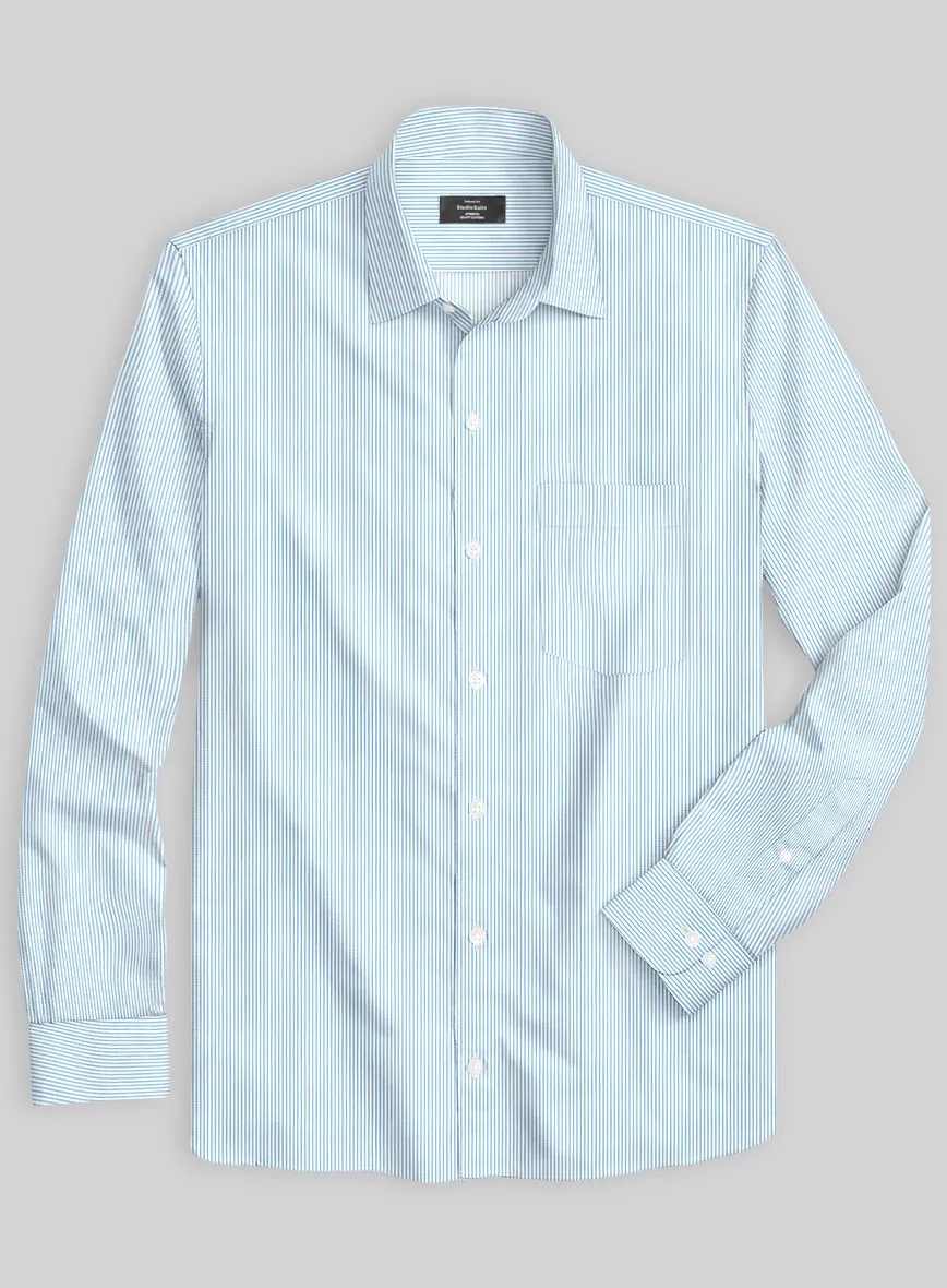 Italian Lombardo Lily Blue Pencil Stripes Shirt