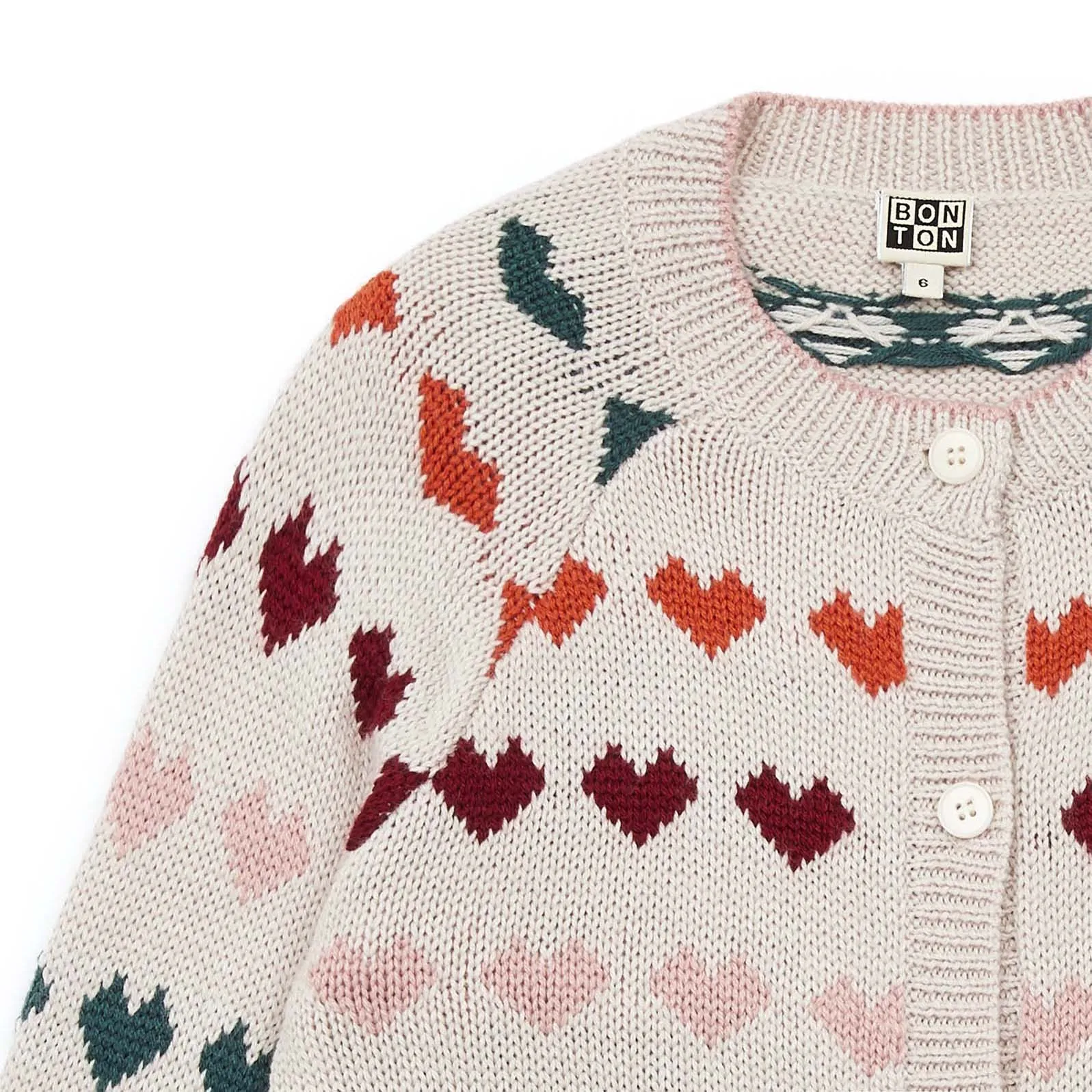 Jacquard Heart Knit Cardigan  - FINAL SALE