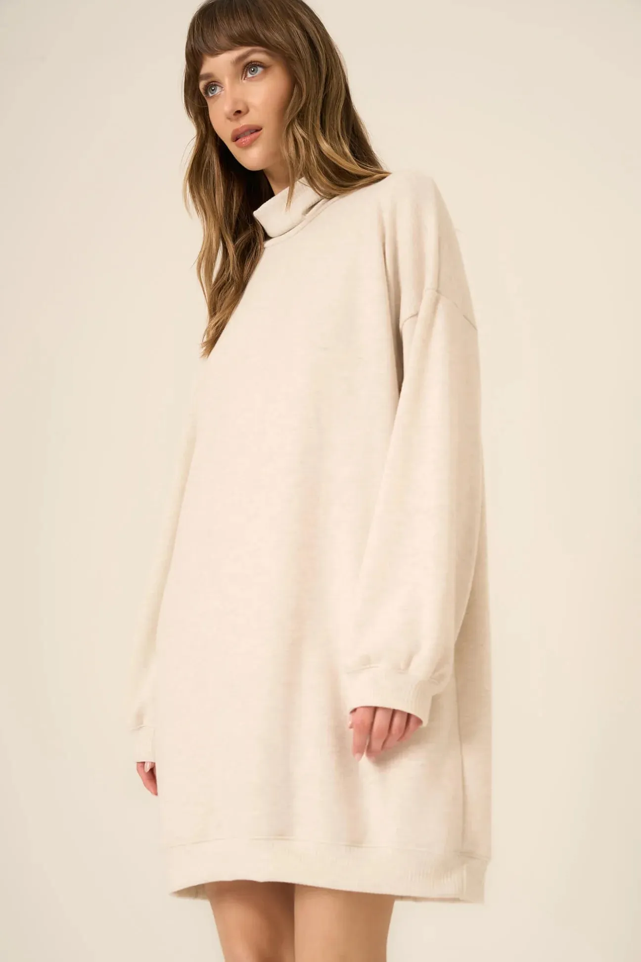 Kai Funnel Neck Cozy Dress in Oatmeal