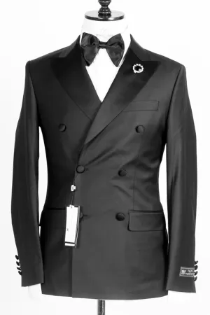 Lanificio Mario - Black classic 2 piece double breasted slim fit tuxedo