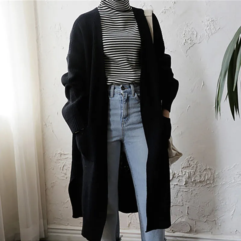 Long Sweater Cardigan Women Korean Loose