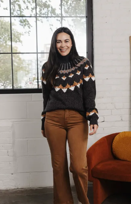 MB Mock Neck Fair Isle Intarsia Sweater - HQ