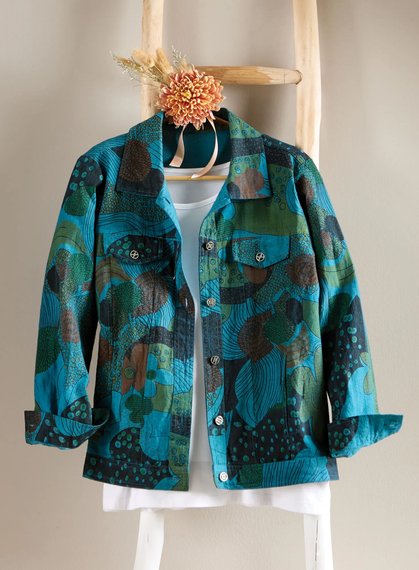 Over-dyed Retro Print Jacket