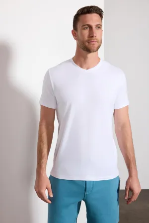 Pima Cotton V-Neck Tee - White