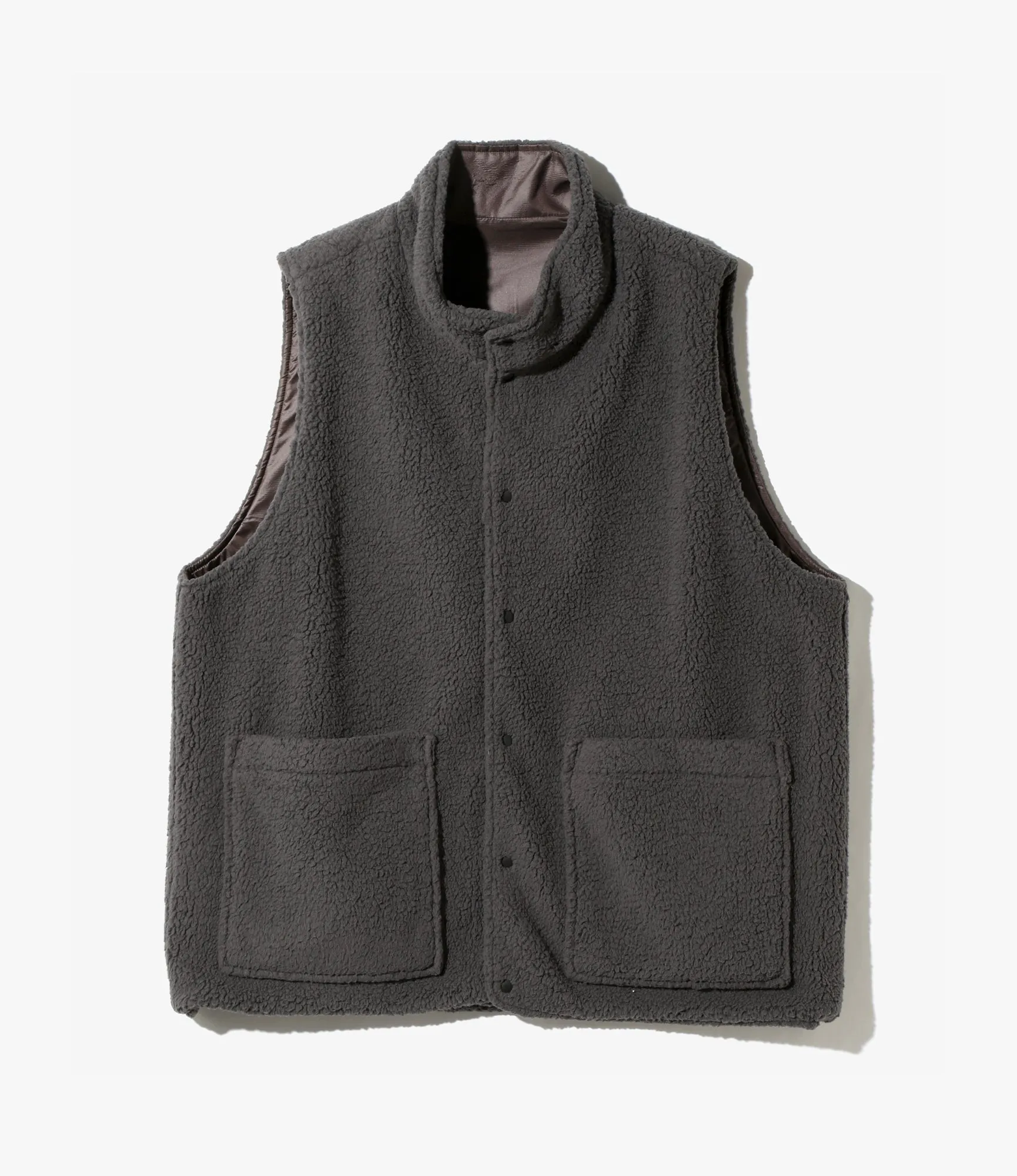 Reversible Vest – Charcoal Fleece / Brown Ripstop