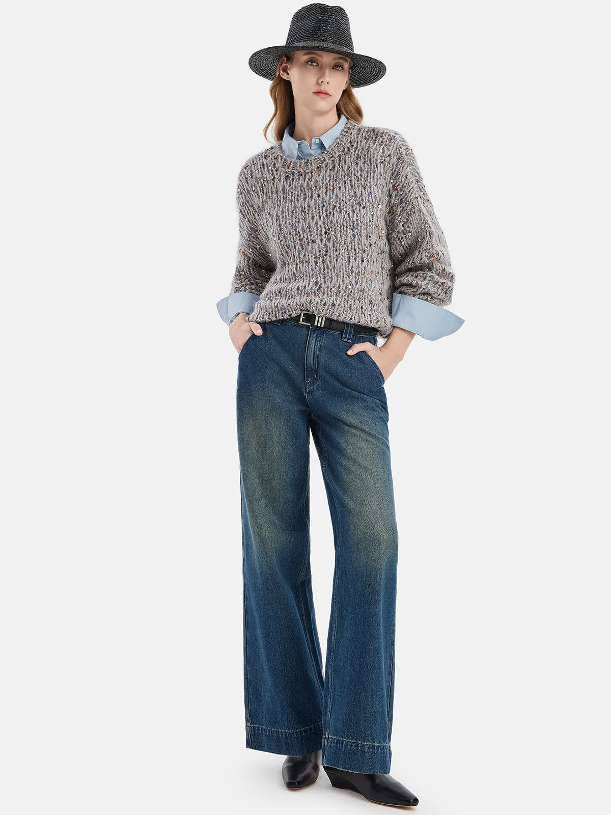 Soft High-Waist Wide-Leg Jeans