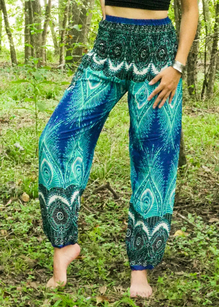 Teal Royal Peacock Harem Pants