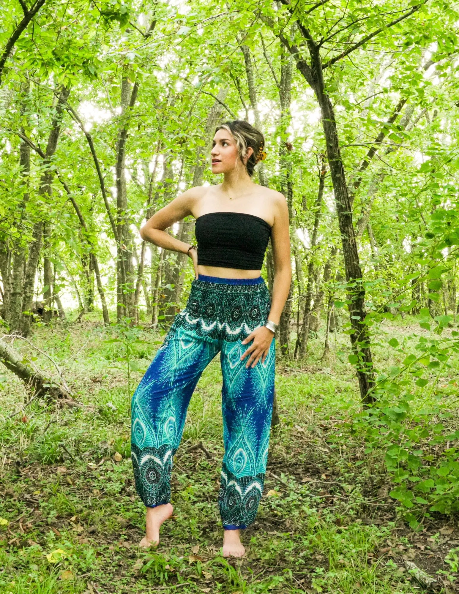 Teal Royal Peacock Harem Pants