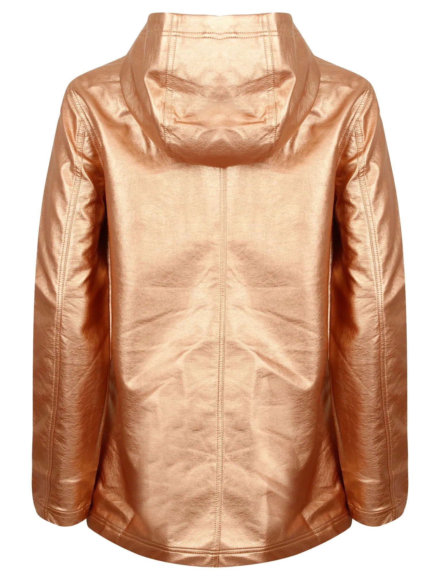 TL Seagull Hooded PU Coat in Metallic Rose - Tokyo Laundry