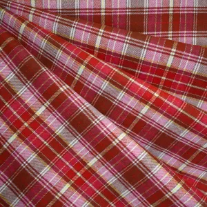 Tonal Mini Plaid Cotton Flannel Shirting Red/Pink