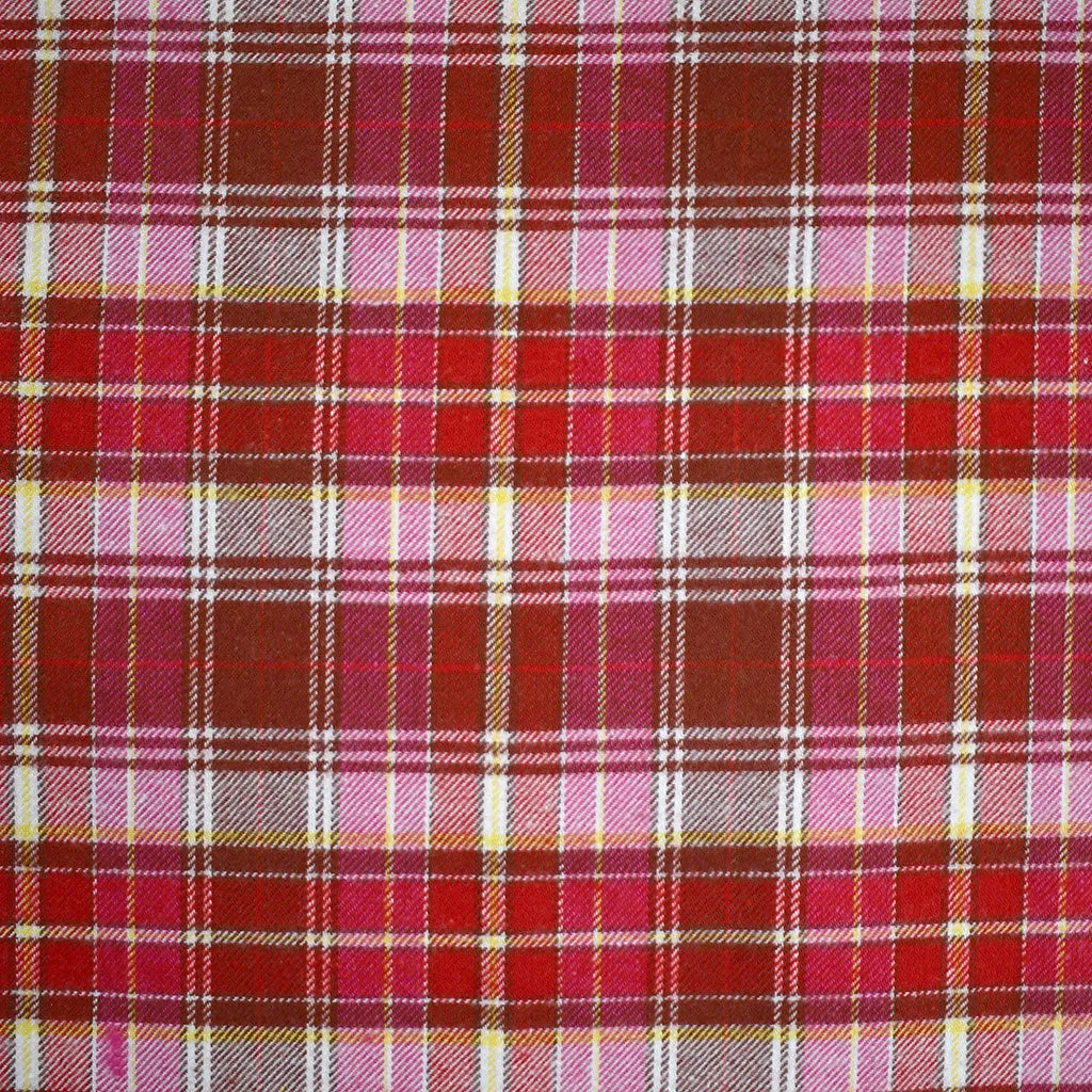 Tonal Mini Plaid Cotton Flannel Shirting Red/Pink