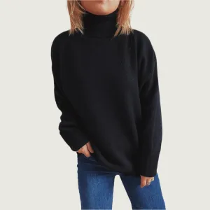 Top Solid Color Turtleneck Long Sleeve Sweaters Pullover Women