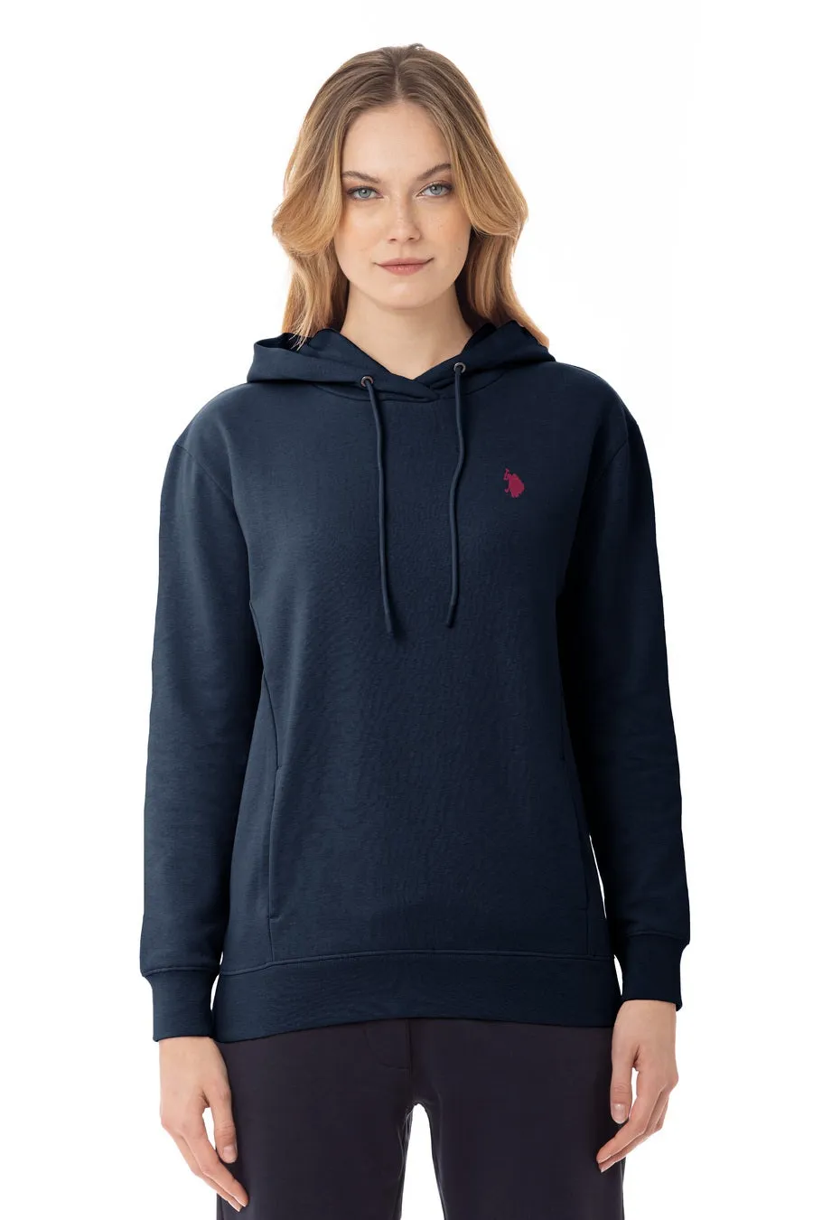 US POLO WOMEN HOODIE ICON LOGO IN BLUE