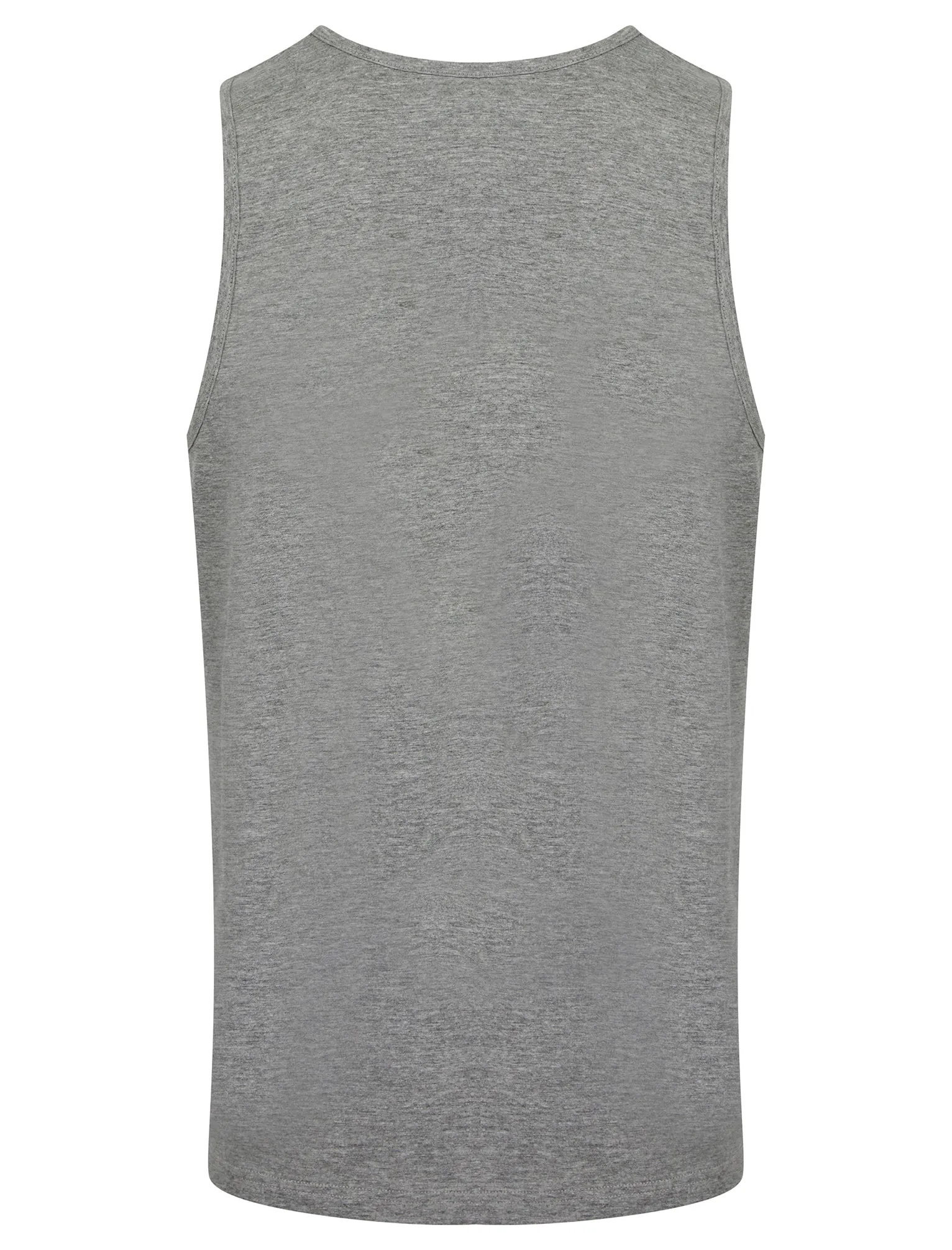 Waikiki Beach Motif Print Cotton Vest Top in Light Grey Marl - South Shore