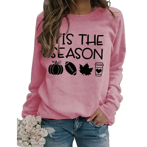 Women Tis The Season Shirt Football Pumpkin Sweatshirt