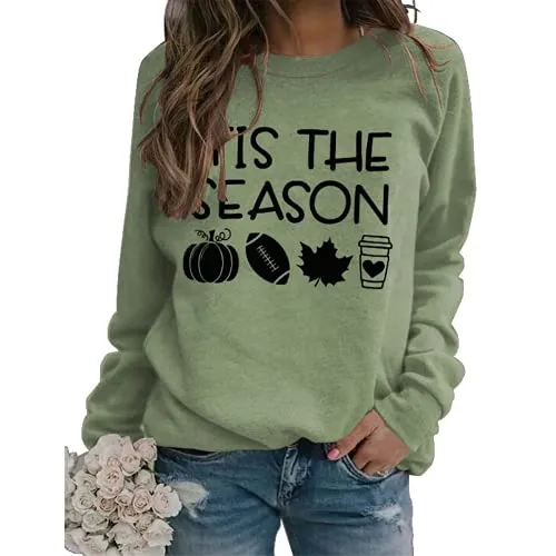 Women Tis The Season Shirt Football Pumpkin Sweatshirt