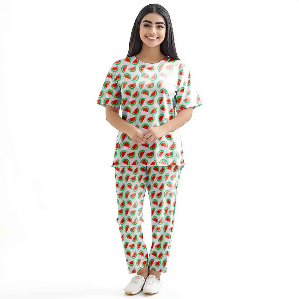 Women's Night Suit Short Sleeve (water melon Printed)