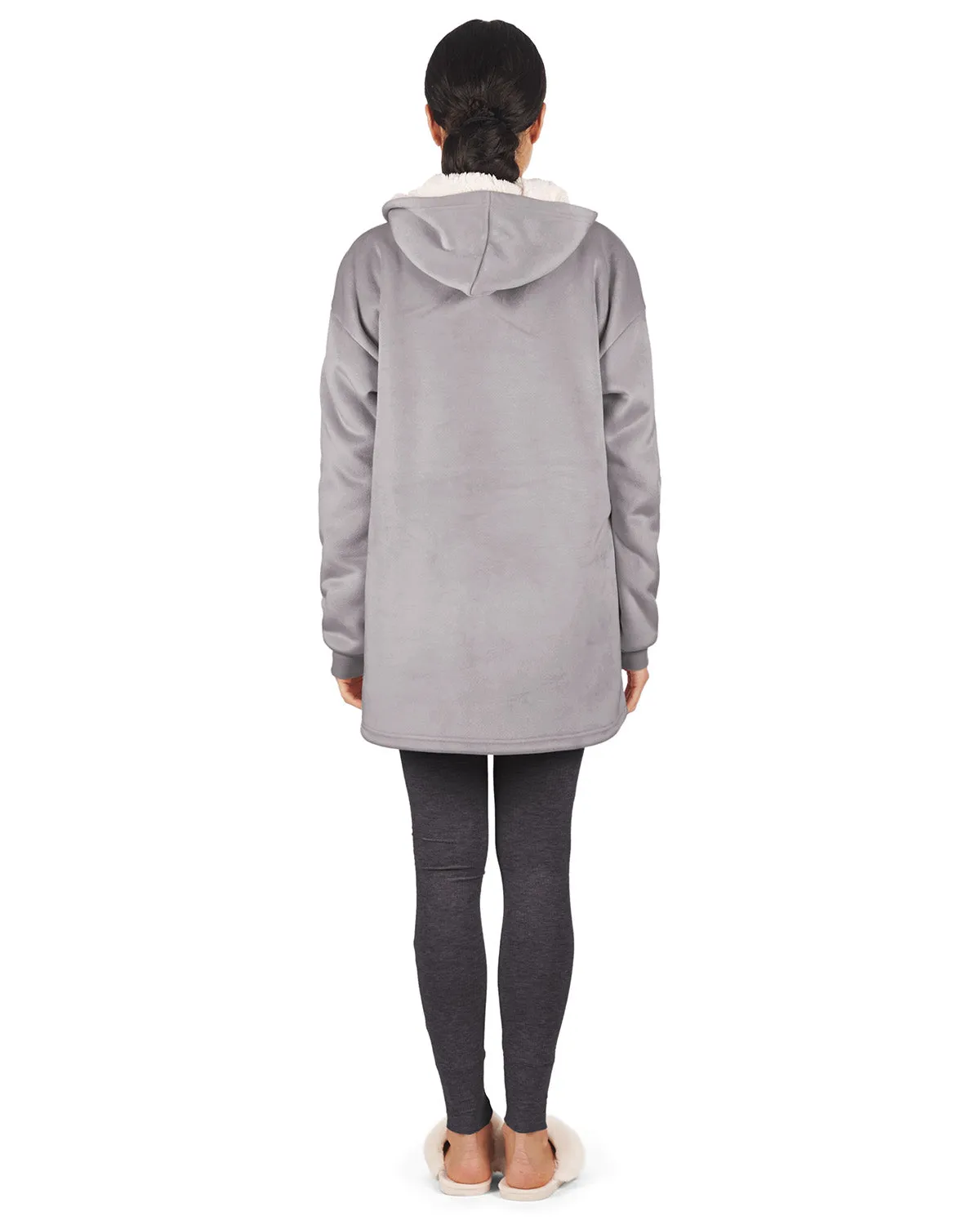 Women's Sherpa-Lined Soft Velour Hooded Lounge Top