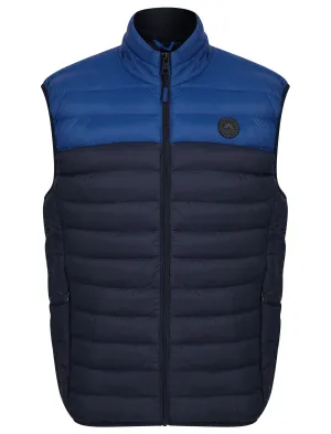 Yestin Colour Block Quilted Puffer Gilet with Fleece Lined Collar in Sodalite Blue - Tokyo Laundry